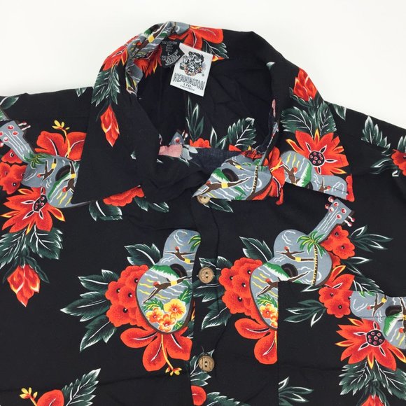 Kennington Shirt - Hawaiian Guitar, Men's Large Short Sleeve Button Down - Picture 3 of 5